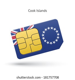 Cook Islands mobile phone sim card with flag. Vector illustration.