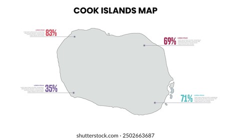 Cook Islands Modern Map Percentage Infographic Template, Detailed infographic map of Cook Islands