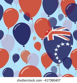 Cook Islands National Day Flat Seamless Pattern. Flying Celebration Balloons in Colors of Cook Islander Flag. Cook Islands Patriotic Background with Celebration Balloons.
