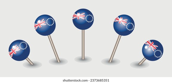Cook Islands national flag map marker pin icon illustration