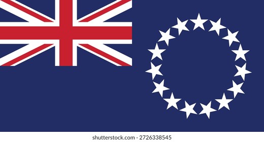 Diseño de Vector de bandera nacional de las Islas Cook Reino Unido union jack canton circle of stars fondo azul oscuro emblema estatal oficial