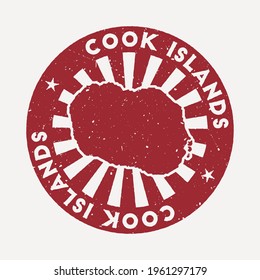 Cook Islands stamp. Travel red rubber stamp with the map of island, vector illustration. Can be used as insignia, logotype, label, sticker or badge of the Cook Islands.