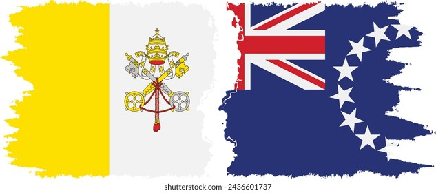 Cook Islands and Vatican grunge flags connection, vector
