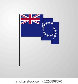 Cook Islands waving Flag creative background