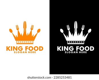 Logo de Cook King, comida de la Corona o cuchara de cuchillo de la cuchara de la cuchara de la horquilla real Logo del vector Diseño Ilustración