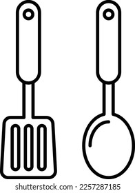 cook kitchen spatula spoon illustration with line style