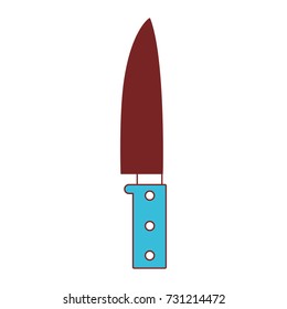 cook knife color sections silhouette vector illustration
