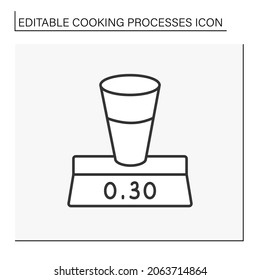 Icono de la línea de cocción. Escala de cocina para medir el peso de los ingredientes. Concepto de proceso de cocina. Ilustración vectorial aislada.Icono editable