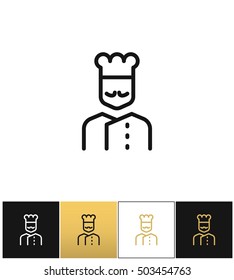 Cook line vector icon. Cook line program on black, white and gold background