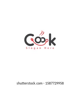 cook logo with a cutlery shape like a smile united with two letters o make this design unique, modern, simple.