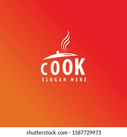 Cook Logo With Food Lid Shape And Smoke Makes This Design Unique, Modern, Simple.