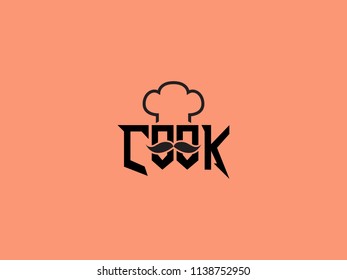 cook logo with mustache and hat for illustration use