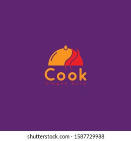 cook logo with the shape of the place to eat and the smoke inside it makes this design unique, modern, simple.