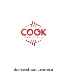 cook logo vector with smoke shape top and bottom makes this design simple, unique, modern.