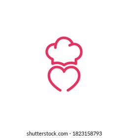 Cook with Love logo template. cooking logo. chef hat. Flat design vector illustration. Food icon.