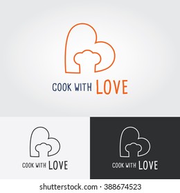Cook with Love logo template. cooking logo. Flat design vector illustration. Food icon.