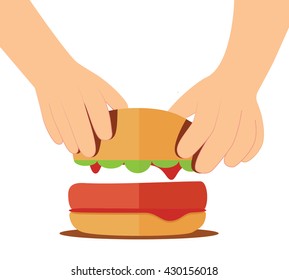 Cook makes a hamburger