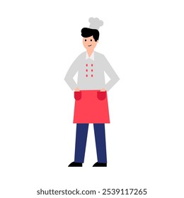 A cook, a man in a chef's hat. Vector simple color flat illustration.