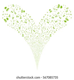 Cook Man fireworks stream. Vector illustration style is flat eco green iconic symbols on a white background. Object double fountain constructed from random icons.