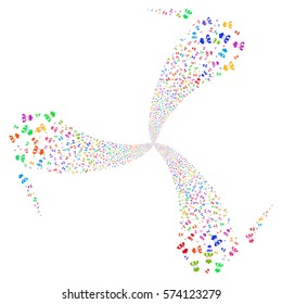 Cook Man fireworks swirl rotation. Vector illustration style is flat bright multicolored iconic symbols on a white background. Object whirl combined from random symbols.