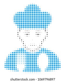 Cook Man halftone vector pictogram. Illustration style is dotted iconic Cook Man icon symbol on a white background. Halftone texture is round blots.