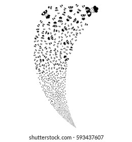 Cook Man random fireworks stream. Vector illustration style is flat black iconic symbols on a white background. Object fountain created from scattered pictographs.