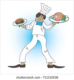 Cook with meat and hamburger