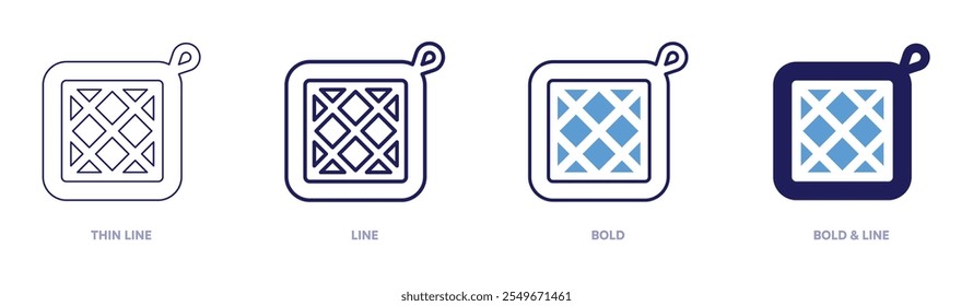 Cook mitts icon in 4 different styles. Thin Line, Line, Bold, and Bold Line. Duotone style. Editable stroke.