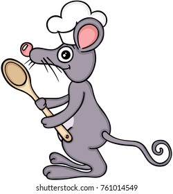 Cook mouse with wooden spoon 

