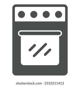 Cocine el icono sólido del horno, concepto de cocina. Gráficos de Vector. Signo del horno de Kitvhen en el fondo blanco, icono del estilo del glifo para el móvil o el Diseño web