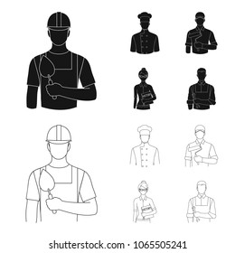 Cook, painter, teacher, locksmith mechanic.Profession set collection icons in black,outline style vector symbol stock illustration web.