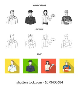 Cook, painter, teacher, locksmith mechanic.Profession set collection icons in flat,outline,monochrome style vector symbol stock illustration web.
