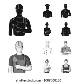Cook, painter, teacher, locksmith mechanic.Profession set collection icons in black,monochrom style vector symbol stock illustration web.