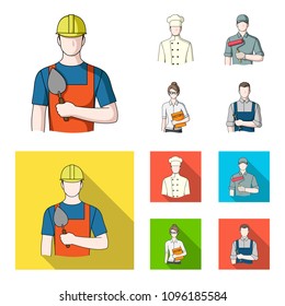 Cook, painter, teacher, locksmith mechanic.Profession set collection icons in cartoon,flat style vector symbol stock illustration web.