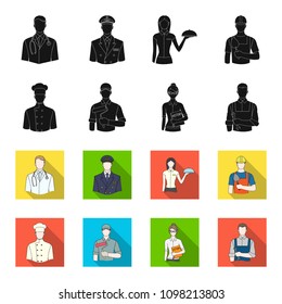 Cook, painter, teacher, locksmith mechanic.Profession set collection icons in black,flet style vector symbol stock illustration web.