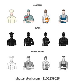 Cook, painter, teacher, locksmith mechanic.Profession set collection icons in cartoon,black,monochrome style vector symbol stock illustration web.