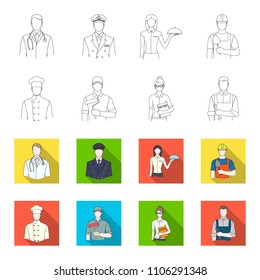 Cook, painter, teacher, locksmith mechanic.Profession set collection icons in outline,flat style vector symbol stock illustration web.