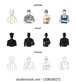 Cook, painter, teacher, locksmith mechanic.Profession set collection icons in cartoon,black,outline style vector symbol stock illustration web.