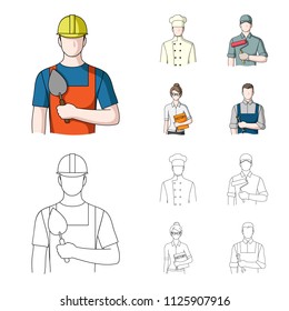 Cook, painter, teacher, locksmith mechanic.Profession set collection icons in cartoon,outline style vector symbol stock illustration web.