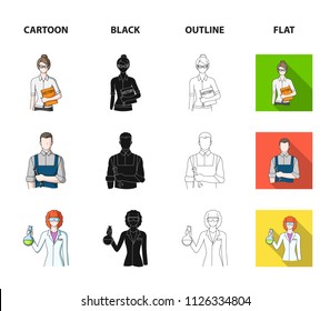 Cook, painter, teacher, locksmith mechanic.Profession set collection icons in cartoon,black,outline,flat style vector symbol stock illustration web.