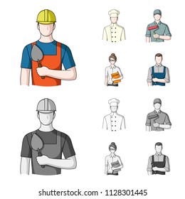 Cook, painter, teacher, locksmith mechanic.Profession set collection icons in cartoon,monochrome style vector symbol stock illustration web.