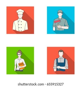 Cook, painter, teacher, locksmith mechanic.Profession set collection icons in flat style vector symbol stock illustration web.