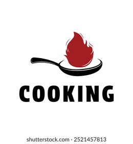 Idea de concepto de diseño de logotipo de cocina con llama
