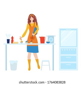 Cook pastry chef background. Modern illustration slider site page. Web banner cook at work. Time to make your favorite cupcakes concept. The chef is busy cooking cupcakes vector desing. 