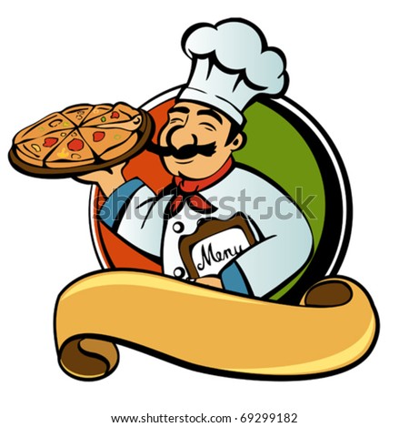 Cook with pizza