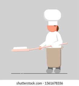 Cook with pizza shovel