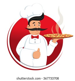 cook pizza. Vector illustration