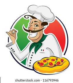 Cook Pizza Vector Illustration Isolated On Stock Vector (Royalty Free ...