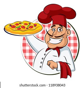 Cook Pizza Vector illustration isolated on a white background