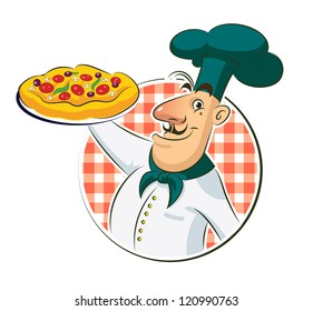 Cook Pizza Vector illustration isolated on a white background